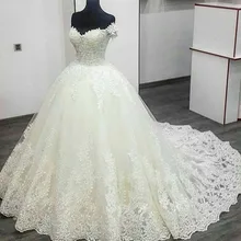 Реальные фотографии бальное платье Кружево Свадебные платья с плеча Милая суд Поезд Принцесса свадебное платье индивидуальный заказ