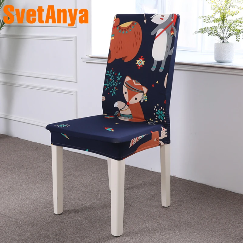 

Svetanya Cartoon print Chair Cover Home Dining elastic Couch Covers Spandex elastic cloth Universal Stretch