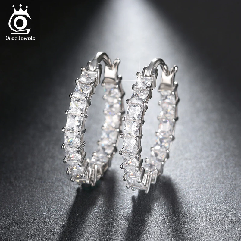 ORSA JEWELS Fashion Ladies Loop Earring Round-Shape with 0.1ct Brilliant Austrian Cubic Zirconia Hoop Earrings for Women OE144 цена ORSA JEWELS Fashion Ladies Loop Earring Round-Shape with 0.1ct Brilliant Austrian Cubic Zirconia Hoop Earrings for Women OE144 цены онлайн