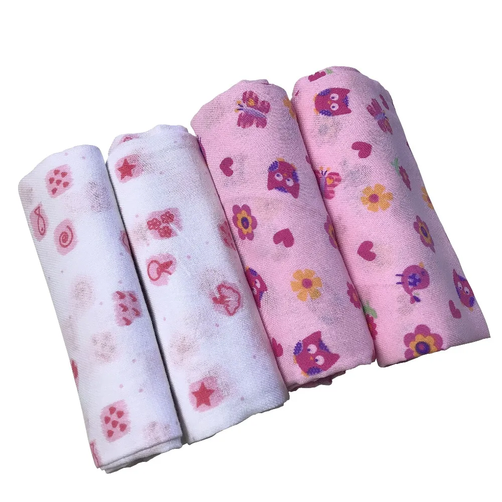 

4pcs/pack Muslin Diaper 80*80cm Cotton Reusable Nappies Soft Swaddle Receiving muslin Blanket cloth diaper insert Bath Towel