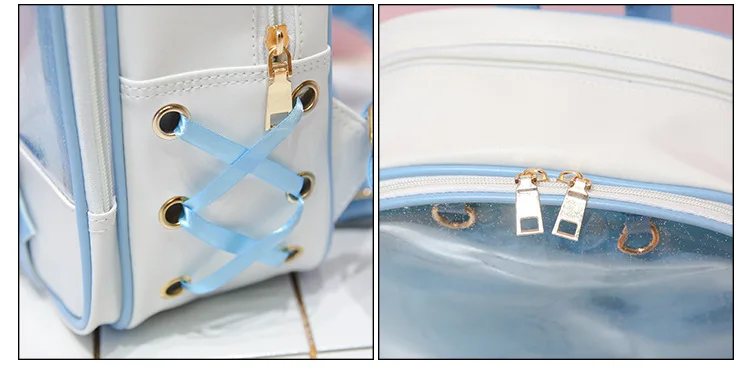 MSMO Kawaii Transparent Heart Window Lolita Student School Bag Backpack Candy Color Lovely Ita Bag Sweet Cute Girls Gift