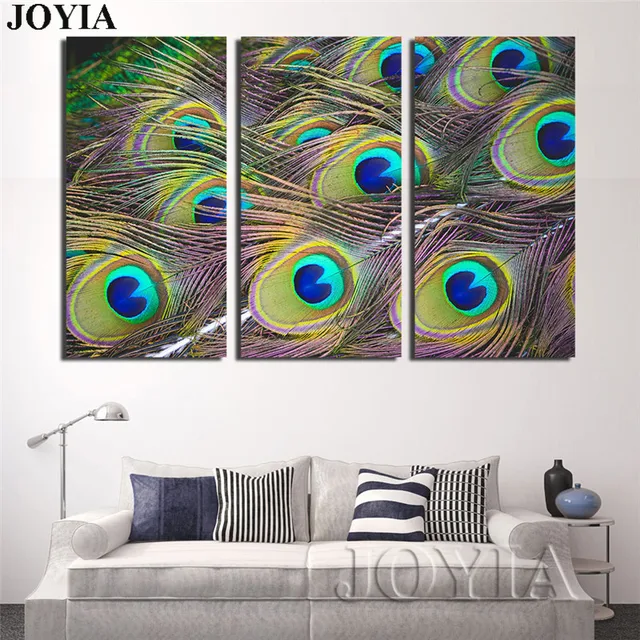 Pea Feather Wall Art 3 Piece Decor Canvas Print Large Modern Pea Feather Wall Art 3 Piece Decor Canvas Print Large Modern Painting Set Bedroom Home Living