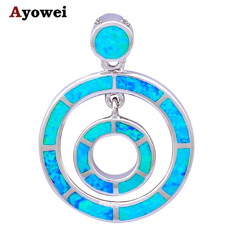 Round style Designers High Quality blue Fire Opal Pendants stamped Silver Fashion jewelry OP331A