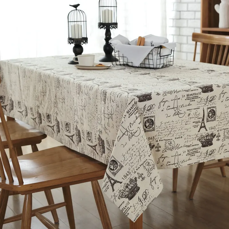 

Paris Tower Print Decorative Table Cloth Cotton Linen Lace Tablecloth Dining Table Cover For Kitchen Home Decor