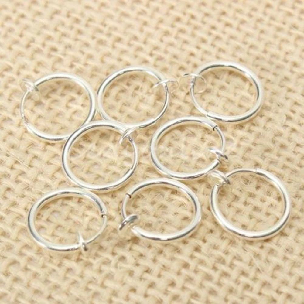 

8 Pcs Non-Piercing Fake Spring Septum Nose Hoop Lip Ear Ring Clip On Jewelry
