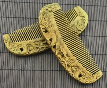 

fine carved nature green wooden comb 15.5cm*5.5cm*0.9cm art comb Chinese dragon,anti-static head massage health care comb