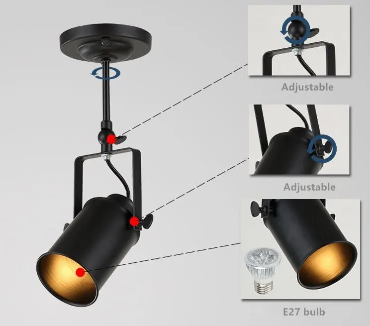 Лампа для искусства трек светильник Ретро пространство современный минималистский Американский промышленный бар точечные светильники магазин одежды потолочный фоновый светильник