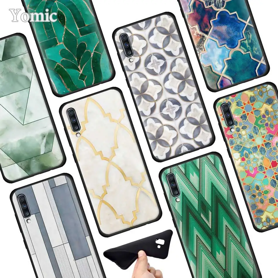 

Silicone Soft Phone Case for Samsung Galaxy A50 A40 A70 A30 A20 A80 A6 A7 A8 Plus 2018 Back Case Morocco Art Deco Tile