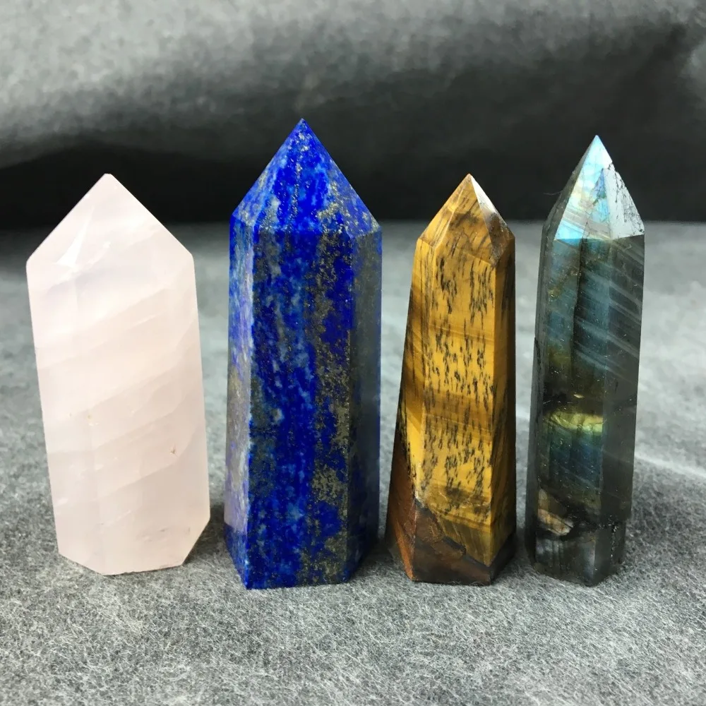 Natural quartz stone labradorite obelisk crystal wand point for healing stones (7)