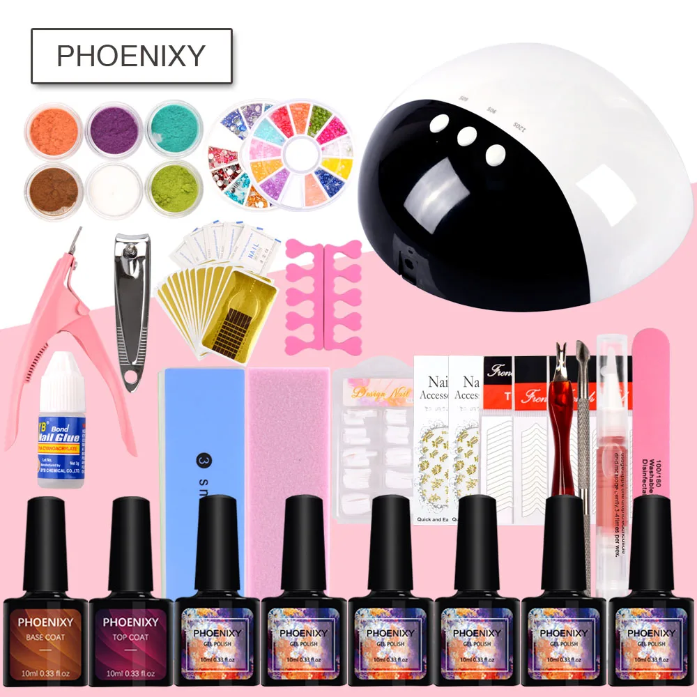 Полный маникюрный набор с лампой Гель-лак для ногтей набор Инструменты для маникюра Набор для ногтей 6 шт Гель-лак все для маникюра ногтей