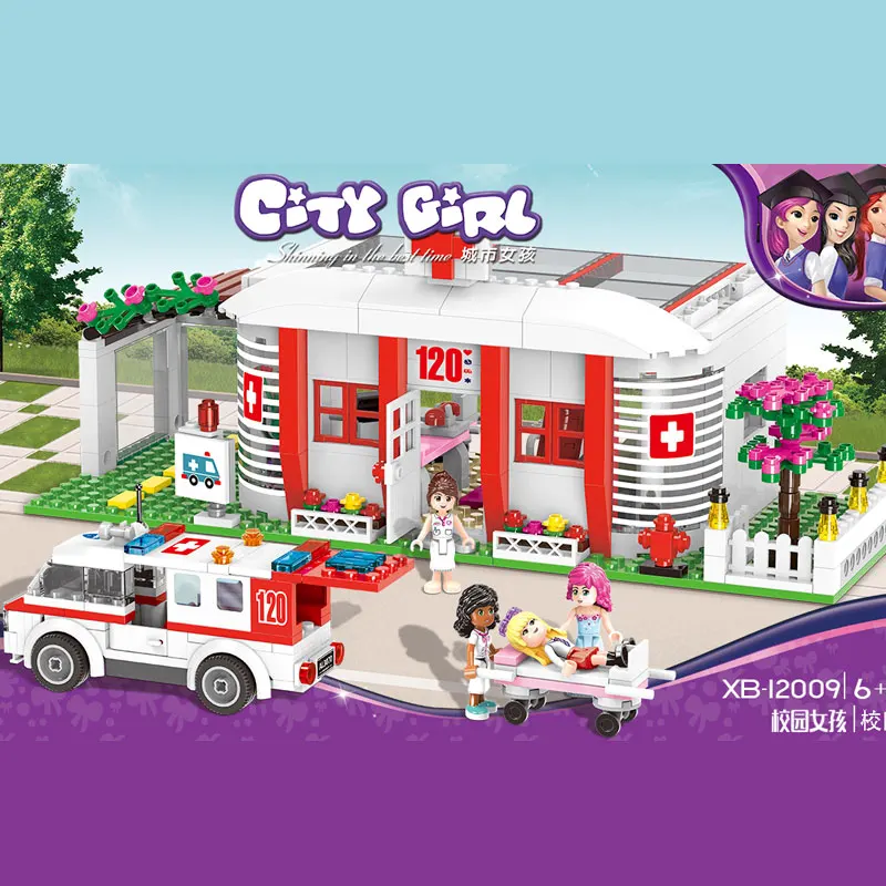 

City Girl the Heartlake Hospital Ambulance Set Building Blocks Bricks Funny Girl Kids Gifts Toys Compatible Legoings Friends