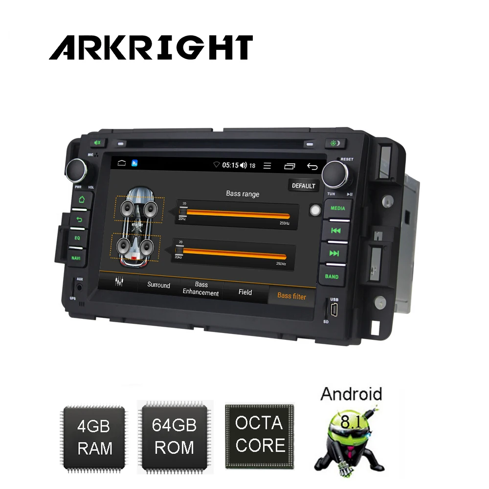 Автомагнитола ARKRIGHT 7 &quot 4 + 64 ГБ Android 8 1 для Chevrolet Traverse Tahoe Suburban GMC GPS навигация