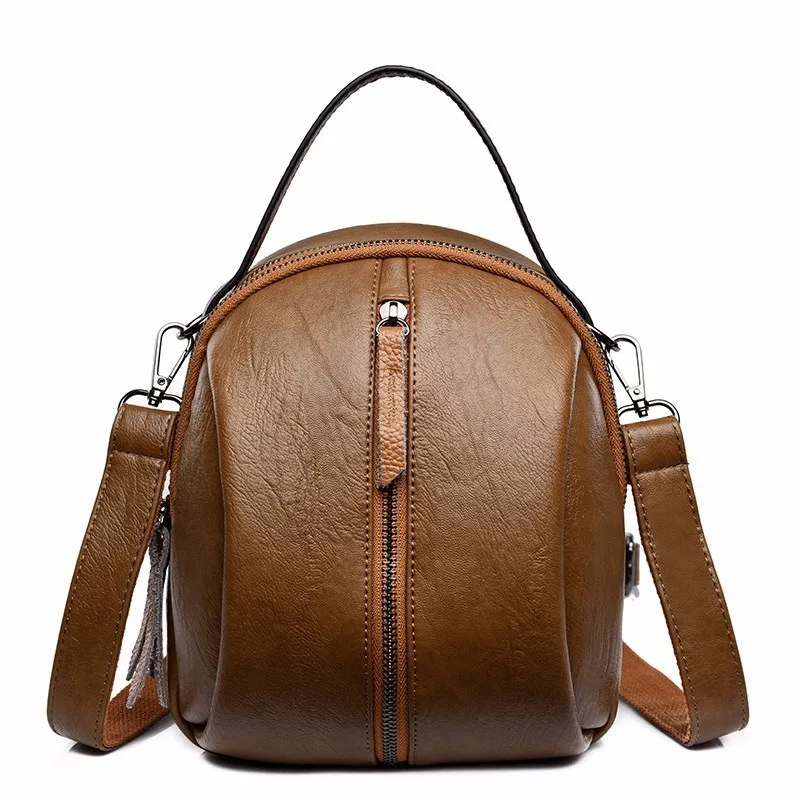 Маленькие кожаные рюкзаки для девочек Mochila Feminina, женские рюкзаки высокого качества, рюкзаки для девочек, винтажные женские рюкзаки - Цвет: brown