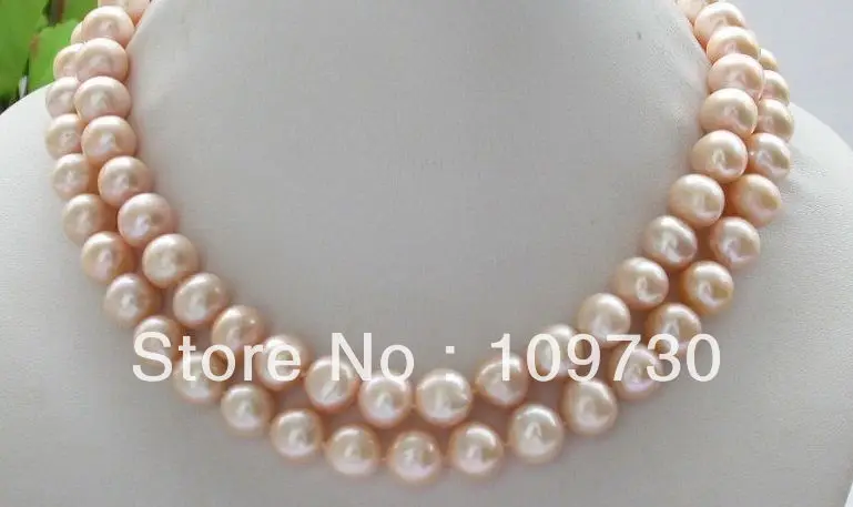 

Jewelry 001011 NEW REAL 10-11 MM AKOYA PINK PEARL NECKLACE 35" 14KGP