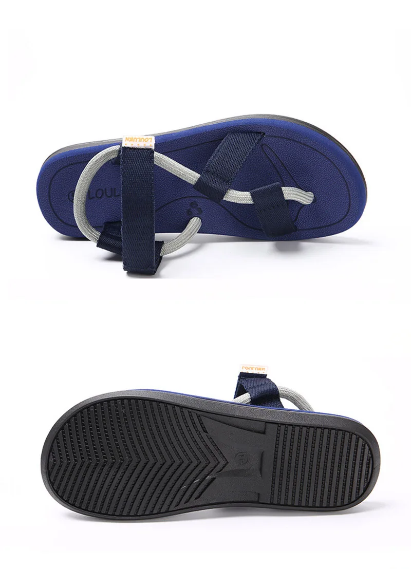 LOULUEN Brand Men's Sandals Summer Boy Sandals Vietnamese Sandals Outdoor Couples Personality Tide Beach Flip-Flops Men Slippers (12)