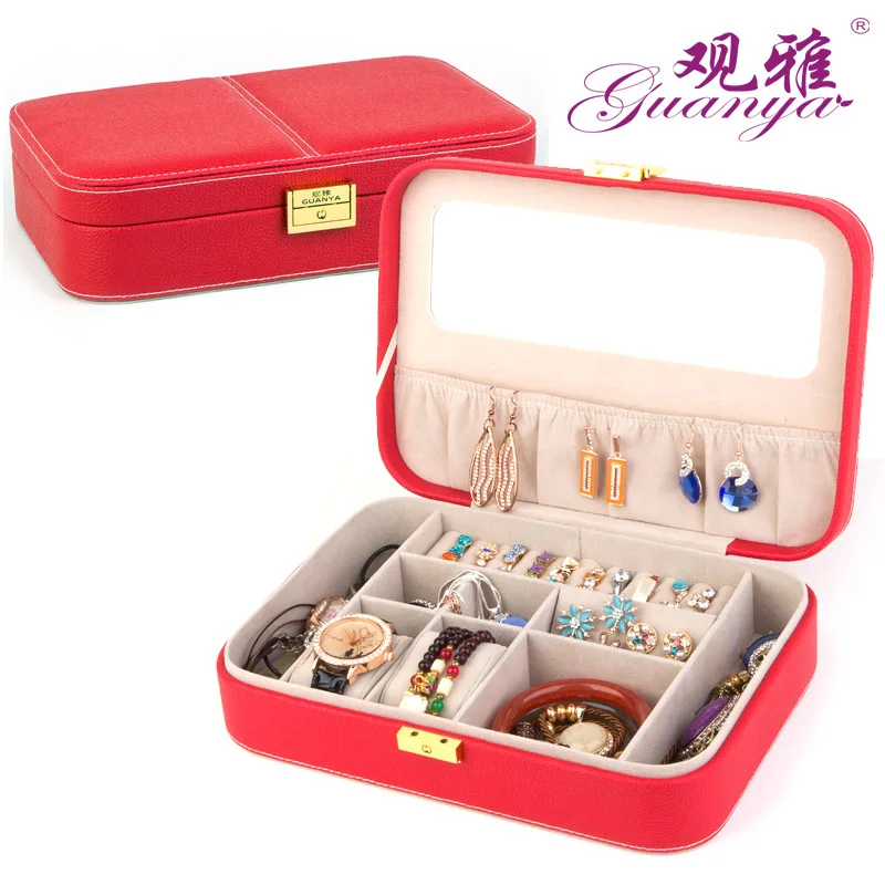 

Guanya Jewelry Storage Organizer Portable Jewellery Display Box Watch Ring Earrings Bracelet Storage Box Packing Case Holder