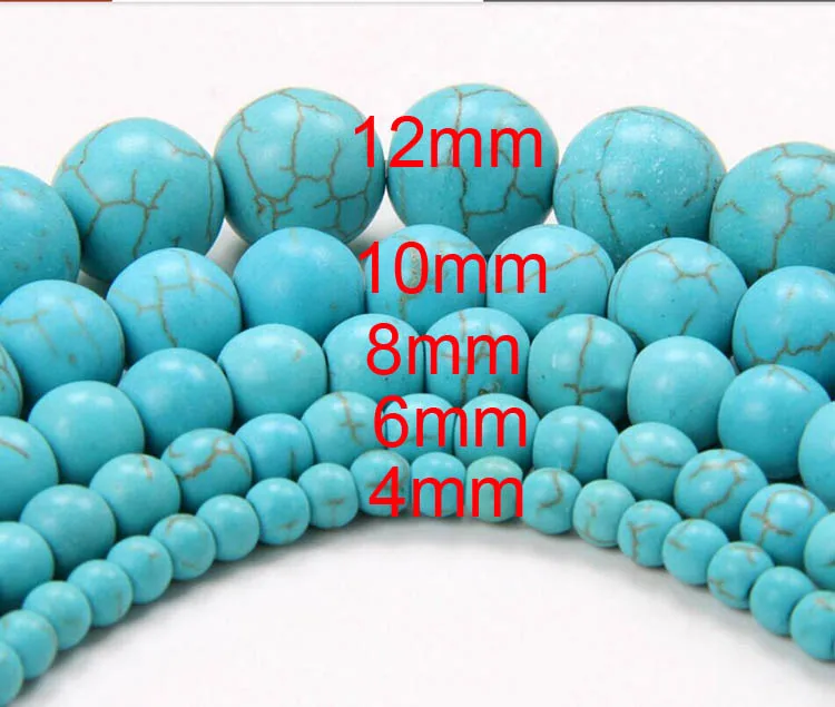 

1 strand/pack 4/6/8/10/12mm Natural Howlite Light Blue Stone Loose Round Beads For DIY Necklace Bracelet Jewelry Making