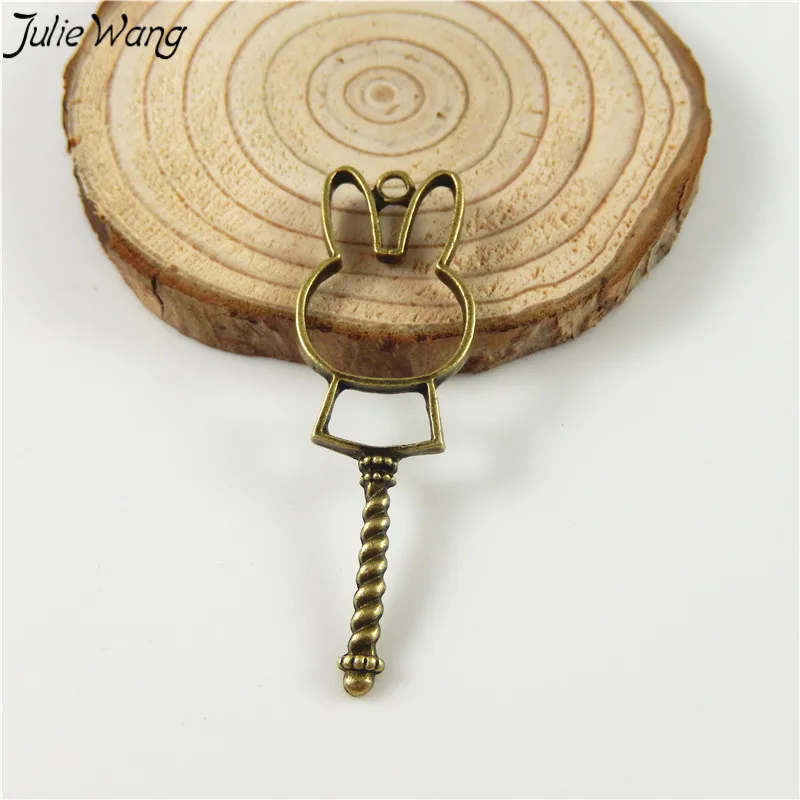 Julie Wang 15 шт полые милый кролик кулон бронзовый тон Шарм Для DIY Винтажные Ювелирные