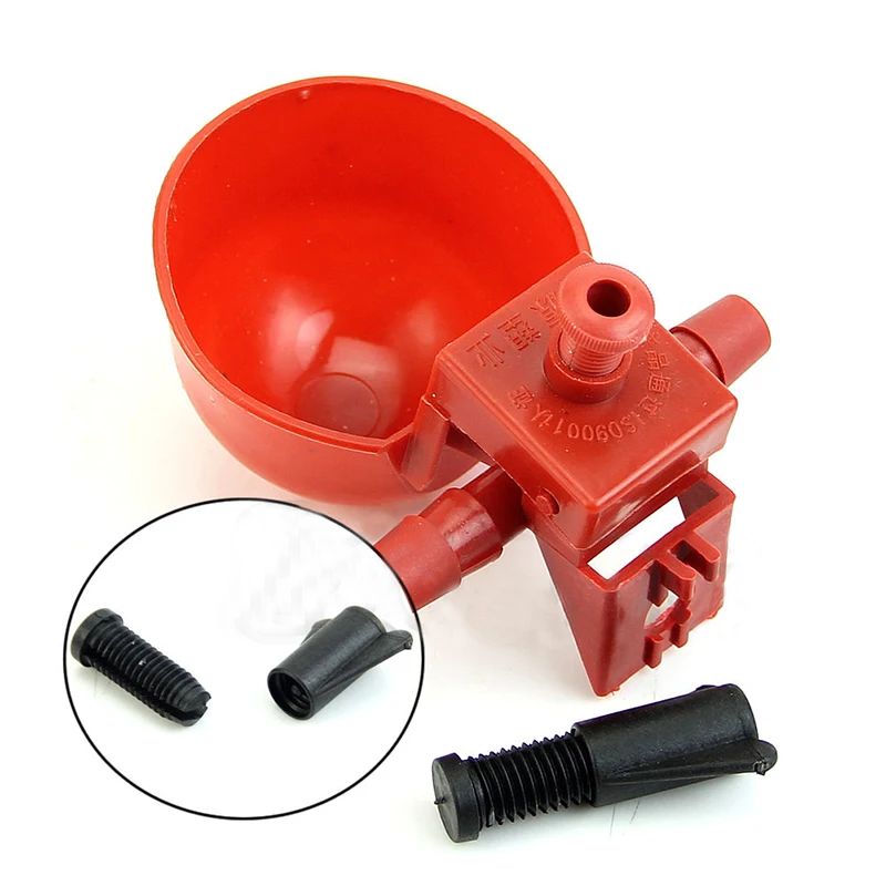 5Pcs Red Bird Chicken Fowl Drinker Bowl Feed Automatic Adjustable