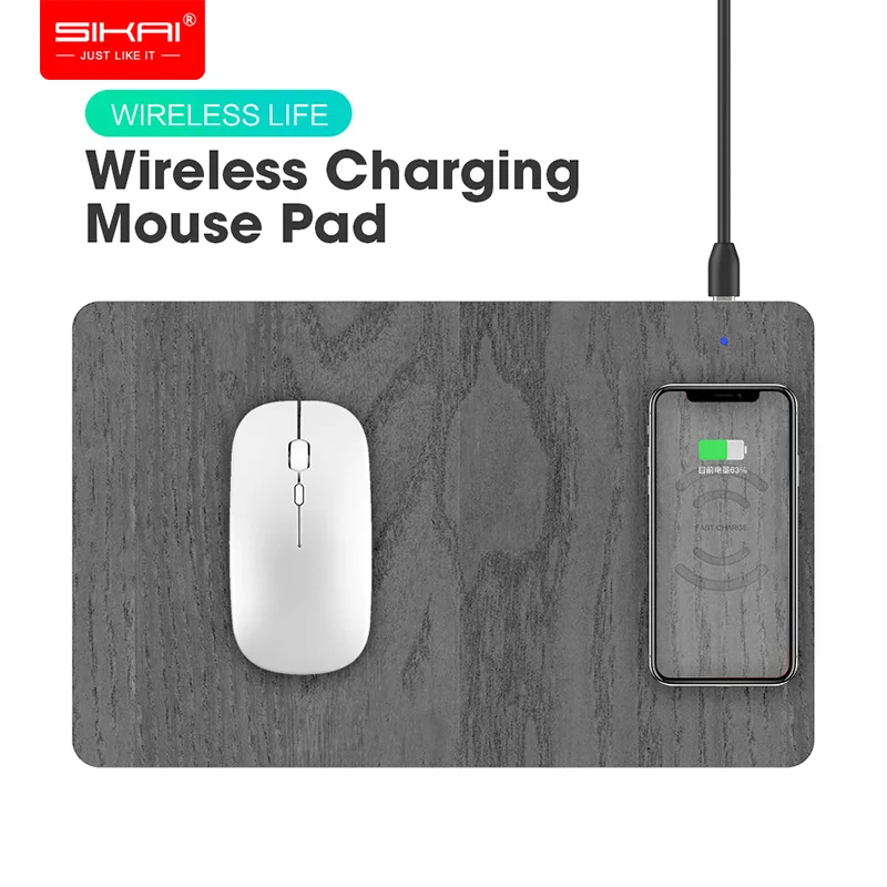

Desktop Mousepad 10W Quick Wireless Charging 2 in 1 usb Qi Mouse Pad Charger PU Leather for iphone X Samsung Xiaomi huawei SIKAI