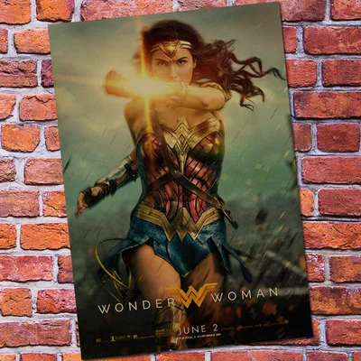 Винтажный бумажный Ретро аниме постер-Wonder Woman DC-poster cudi poster/Винтажный домашний Настенный декор - Цвет: Оранжевый