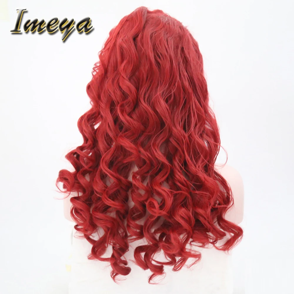 Imeya 150% Dichte Wärme Beständig Rot Schöne Farbe Synthetische Haar Kann Permed Lose Tiefe Welle Lace Front Perücken
