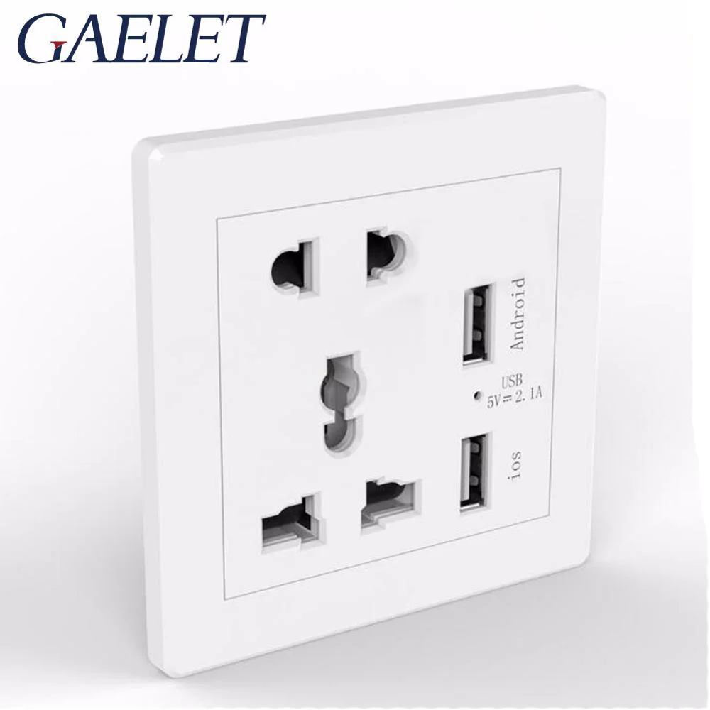 

2.1A Dual USB Wall Socket Charger AC/DC Power Adapter Plug Outlet Panel w/Switch Wall Charger Adapter EU Plug Socket XF30 Descr