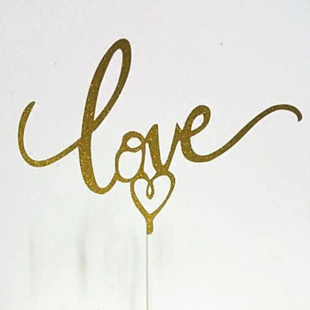 1 шт. Новая серебряная золотая сверкающая блестка с надписью Love Cake Topper модное праздничное свадебное оформление украшения торта - Цвет: Золотой