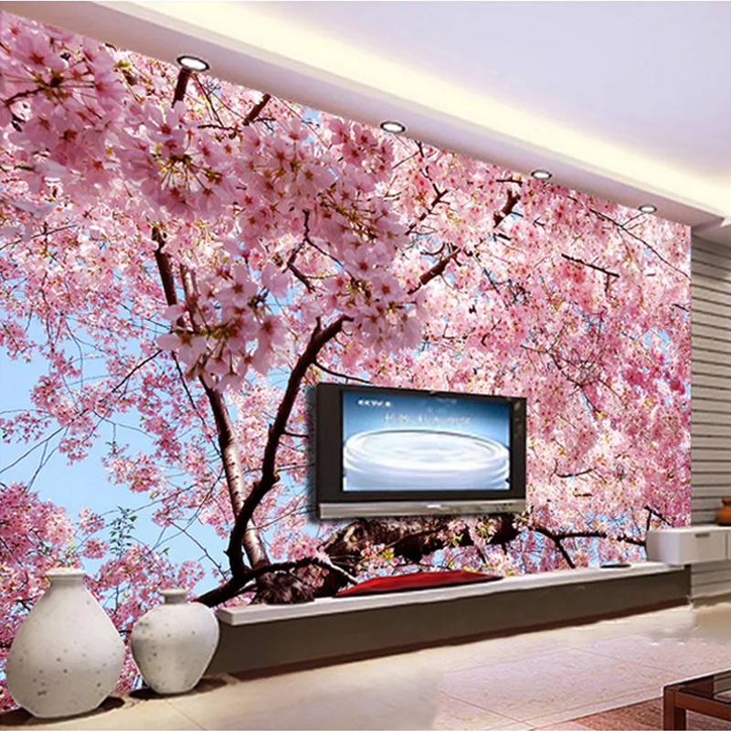 Kustom Ukuran 3D Dinding  Mural Romantis Indah Cherry 