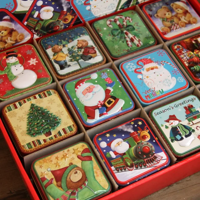 NEW 6pcs/lot Cookies Box Metal Sundries Box Christmas Decoration Gift Box Candy Can Metal Case ...
