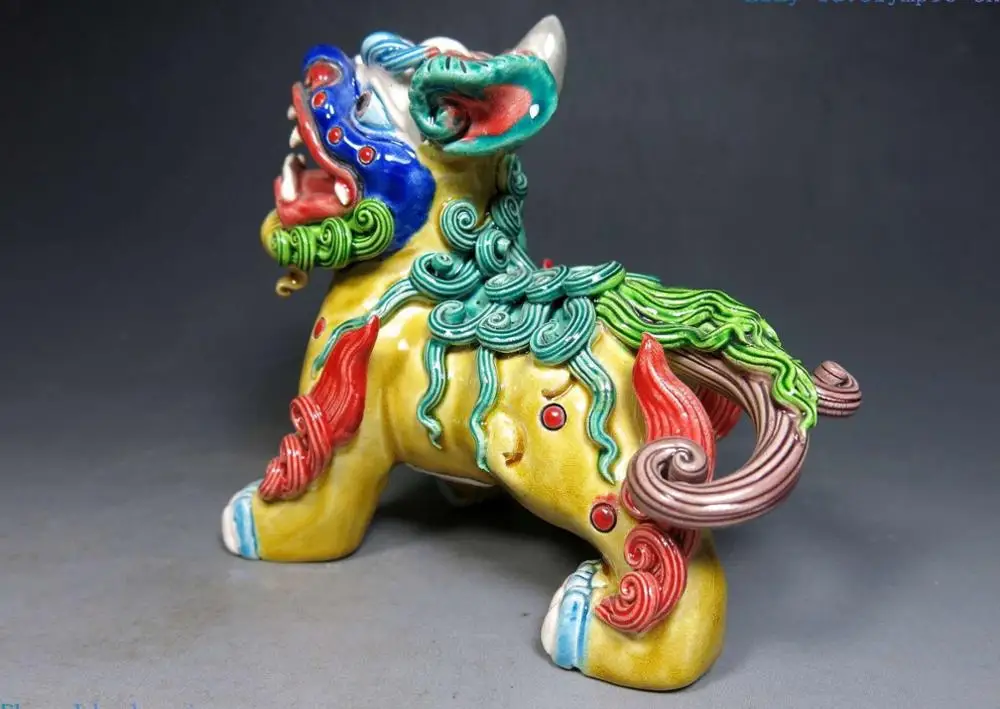 Китайский полихромовый koji Керамика ручной работы Yuan Bao fine Foo Dogs Статуя Льва