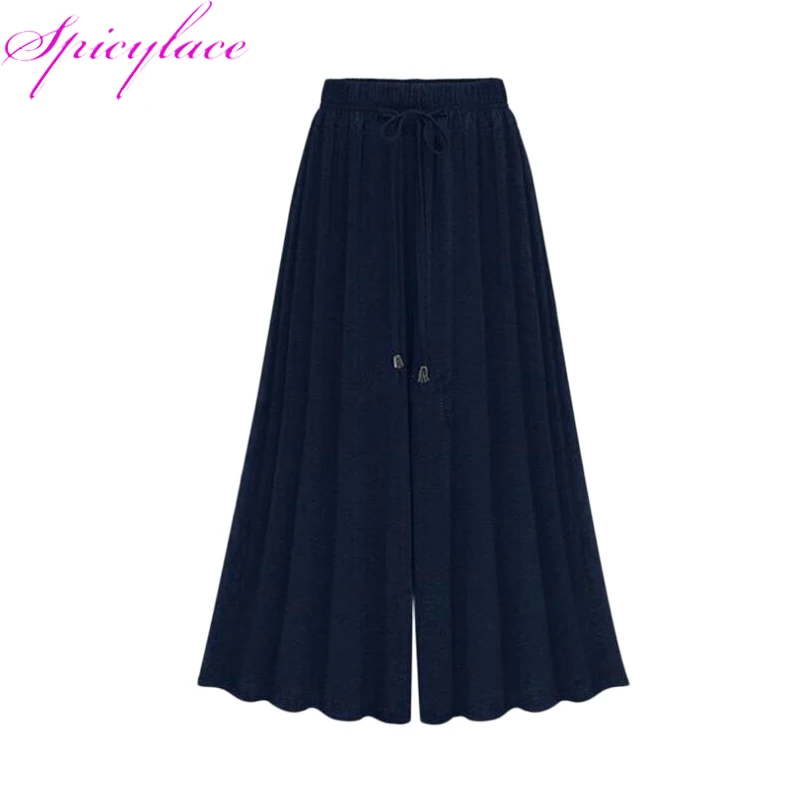 

Pant Pleated Loose wide leg large size simple nine pants female summer 2019 new version of nine high waist loose pants