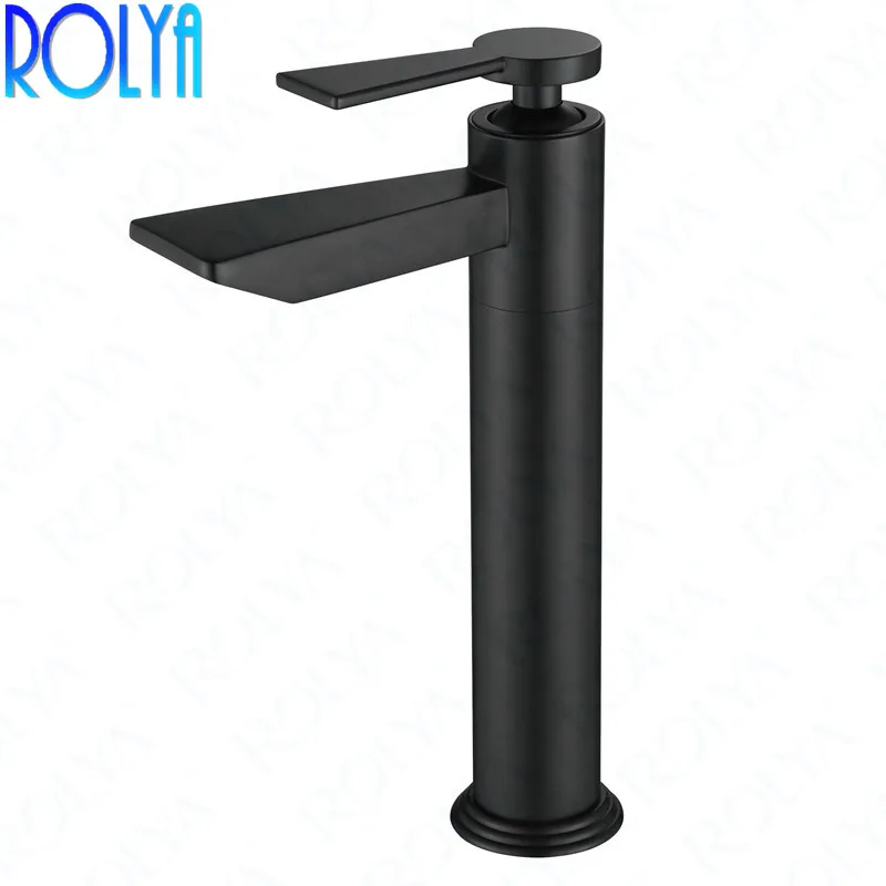 Rolya Однорычажный кран для раковины с высоким корпусом Черный смеситель ванной