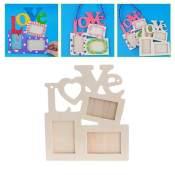 

Love DIY Photo Frame Tri Ply Painting Picture Holder Hollow Wood Blank
