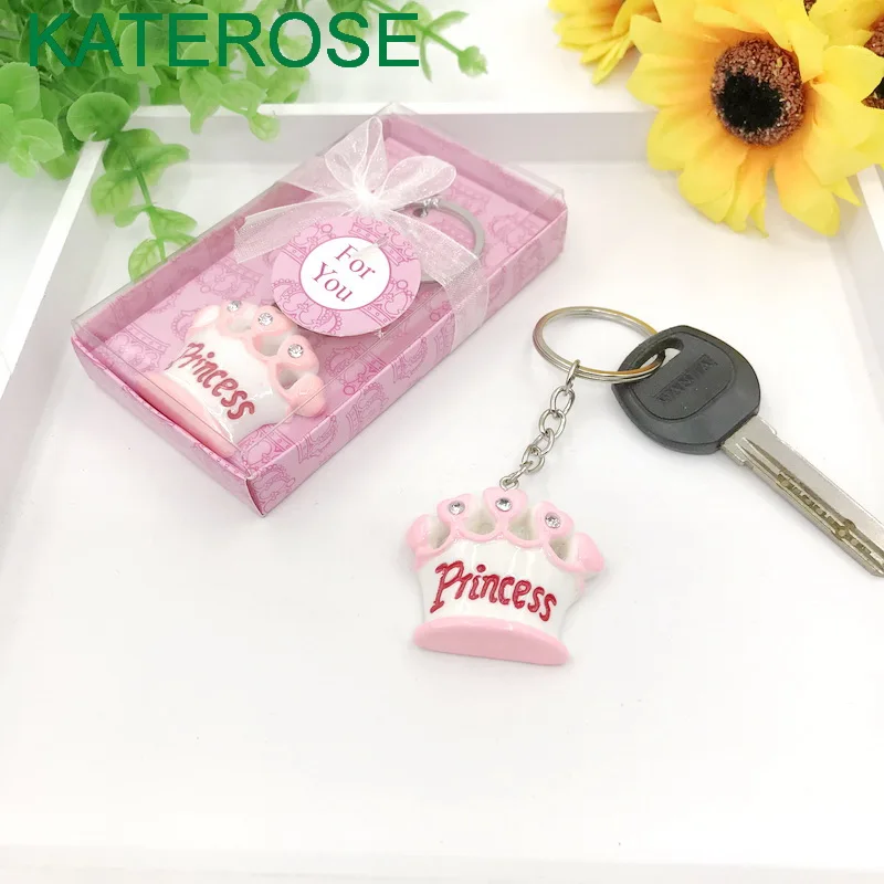 48 шт. розовая Корона принцесса брелок для маленьких девочек душ сувениры День рождения Keepsake новорожденных крещение подарок