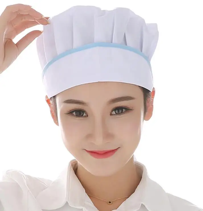 Chef Hat Female Kitchen Sanitation Cap Canteen Restaurant Food Bakery Baking Ventilation hat hotel uniform chefs hat - Цвет: Синий