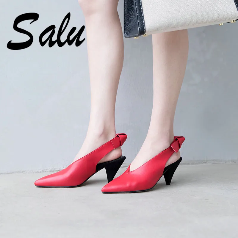 

Salu Women High Heels Sandals Summer Strange Heels Shoes Woman Ladies Sexy Party Casual Shoes Black Red White Sandals
