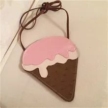 Маленький кошелек для девочек, Детский кошелек, милый кошелек в форме мороженого, сумка для монет из искусственной кожи, кредитный держатель для карт, сумка для денег