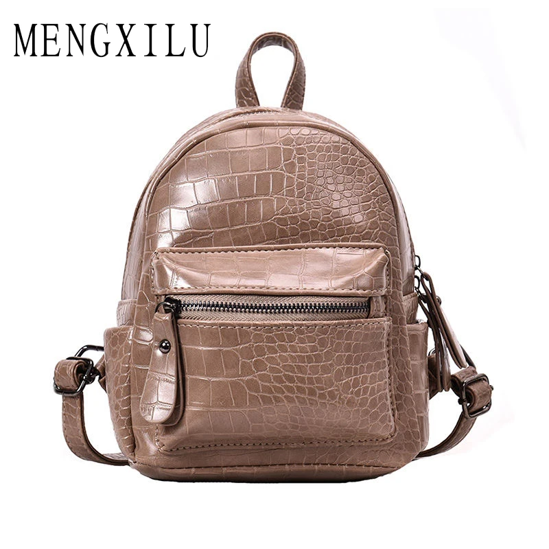 

Vintage Crocodile Pattern PU Leather Small Backpacks for Women Fashion Zipper Mini Back Pack Female Shoulder Bag Bolsa Feminina