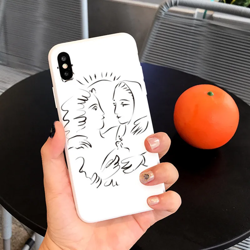 Корея простые линии пара иллюстрации искусства чехол для телефона coque iphone 8 7 6 6s plus