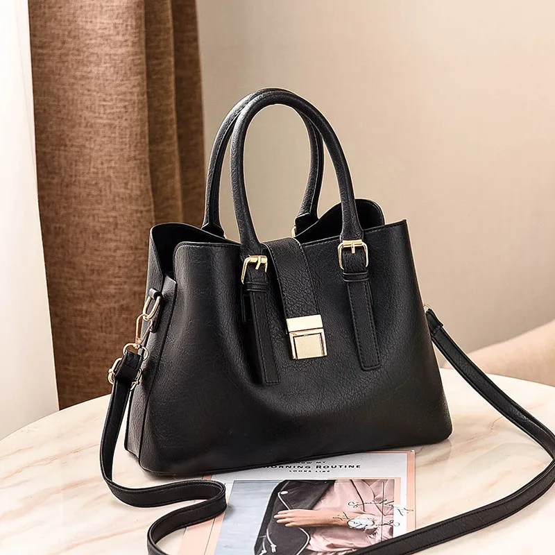 

2019 New Large capacity Women Handbags Vintage Fashion Solid Shoulder Bags Ladies Casual Tote Simple High Quality Messenger Bags