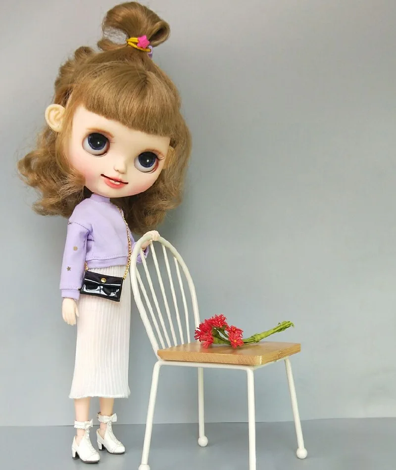 Blyth Кукла одежда фиолетовый свитер+ юбка для blyth платье azone s ob24 куклы-Барби аксессуары Одежда