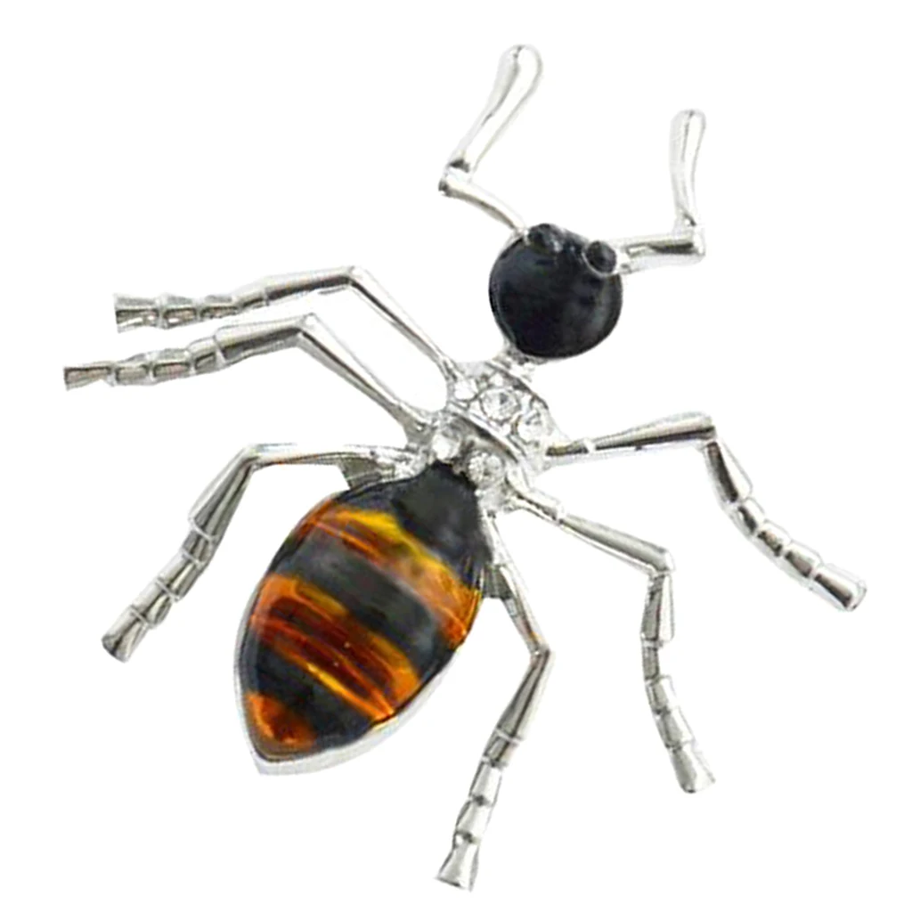 Chic Alloy Enamel Rhinestone Ant Insect Brooch Pin Costume Jewelry Accessory
