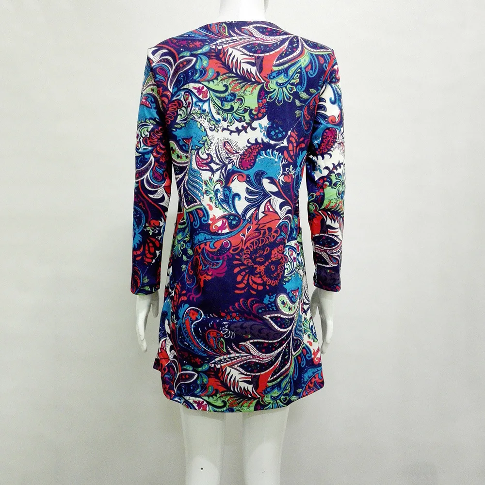 New Women's Summer & Autumn O-neck A-line skirt classic long-sleeved printed dress