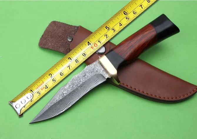 Купить Коллекция Дамаск фиксированным Ножи для шашлыков, деревянная ручка Томас Охотничьи ножи, выживания Ножи.