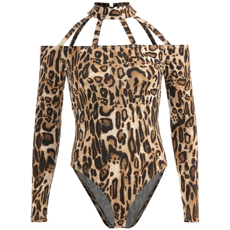 Леопардовый комплект для женщин Комбинезоны Сексуальная Bodycon Тощий облегающий