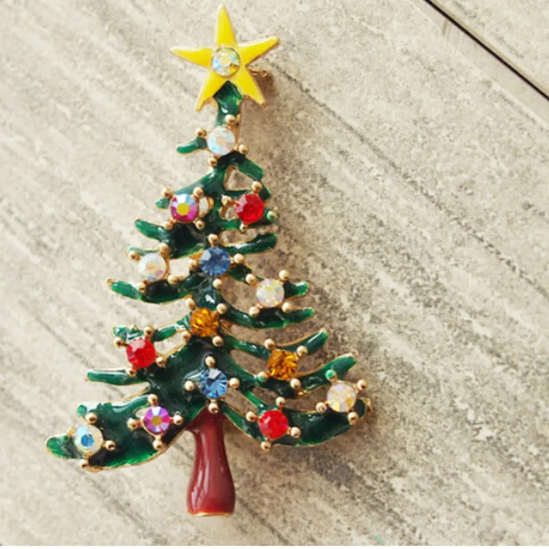 

Christmas Fashion Jewelry Fine Shipping Hot Christmas Tree Crystal Brooches Pins 1Pc