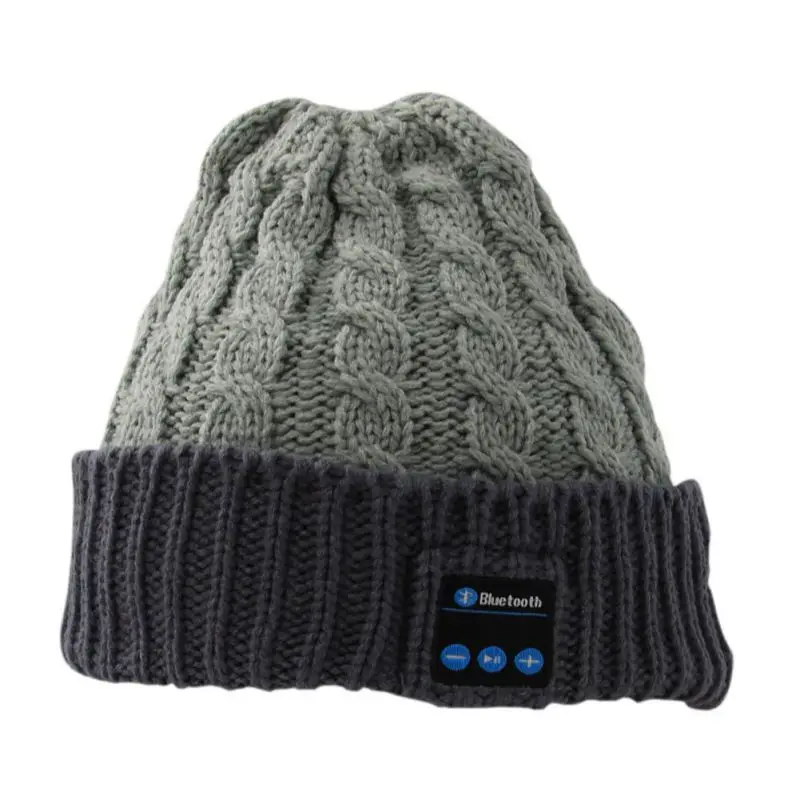Беспроводные Bluetooth наушники Музыкальная шляпа кепки для бега теплые шапочки зимняя шапка с динамиком микрофон для спорта - Цвет: Gray