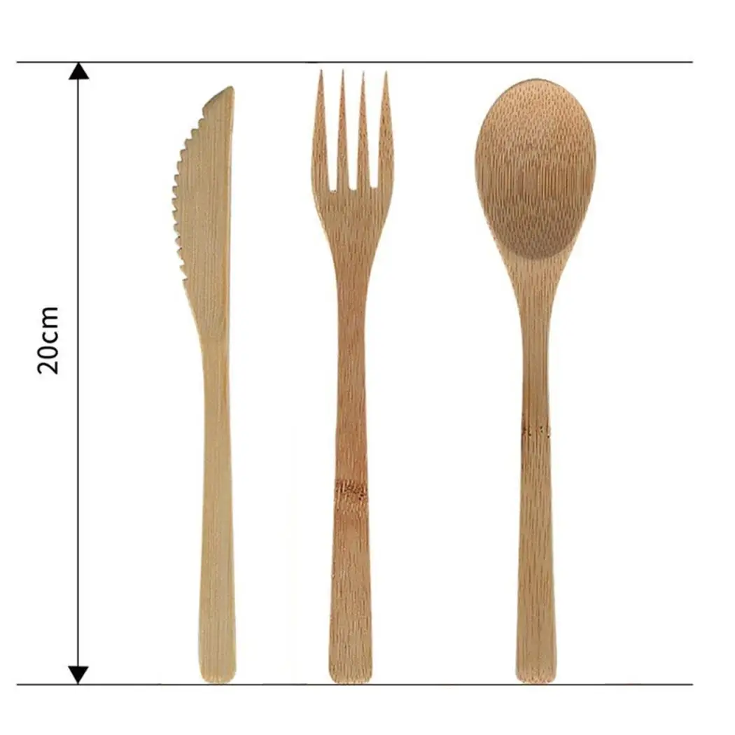 

Portable 3pcs Bamboo Cutlery Set Outdoor Children Adult Type Tableware Knife Fork Spoon Set Kitchen Accessories Dinnerware Kit
