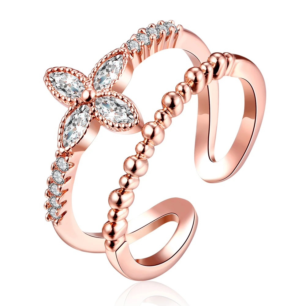 

Fashion Hot Sale Cuff Rings For Women Girls Wedding Bridal Charm Austrian Crystal Flower Jewelry Gold color Gifts Bijoux Ringen